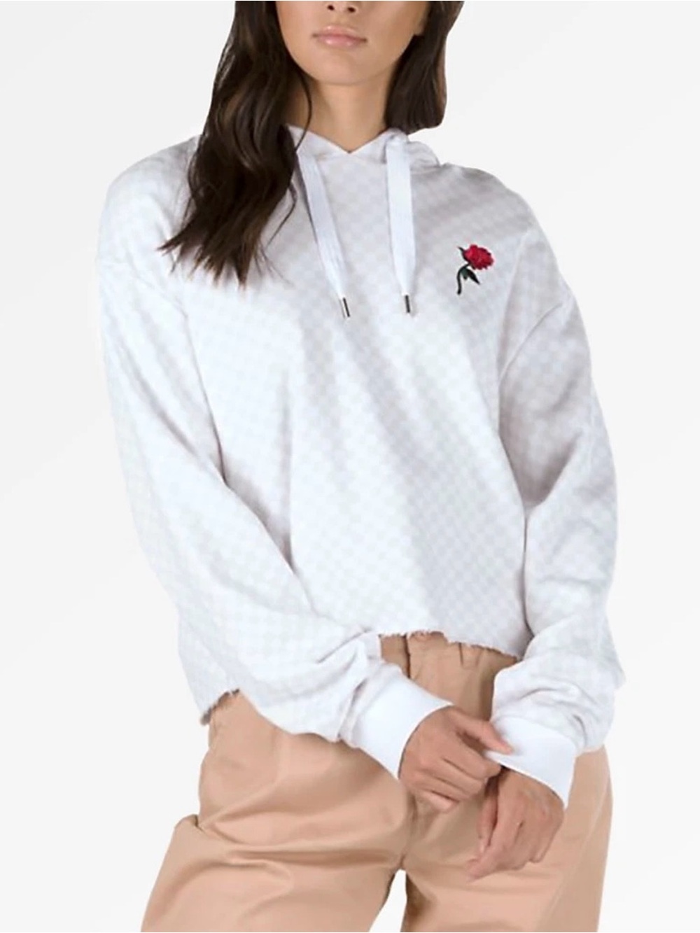 Vans x Leila Check Rose Cropped Hoodie